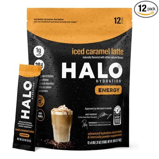 HALO Hydrating Iced Latte - Energy Drink Powder – Healthy Coffee Mix for Hydration with Electro... | Amazon (US)