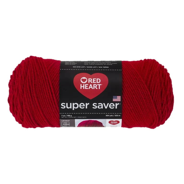 Red Heart® Super Saver® 4 Medium Acrylic Yarn, Cherry Red 7oz/198g, 364 Yards | Walmart (US)