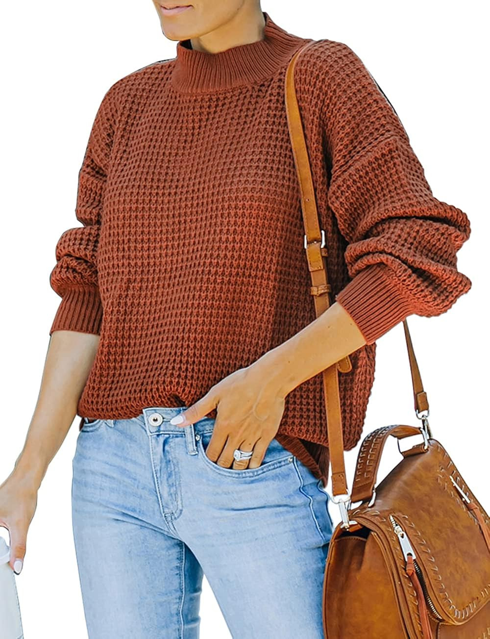 Amkoyam Women's Fall Winter Long Sleeve Turtleneck Casual Loose Solid Color Chunky Knitted Sweate... | Amazon (US)