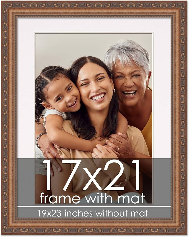17x21 Frame with Mat - Antique Gold 19x23 Frame Wood Made to Display Print or Poster Measuring 17... | Amazon (US)