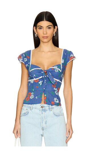 Call Me Baby Blouse in Blue Quartz Daisy | Revolve Clothing (Global)