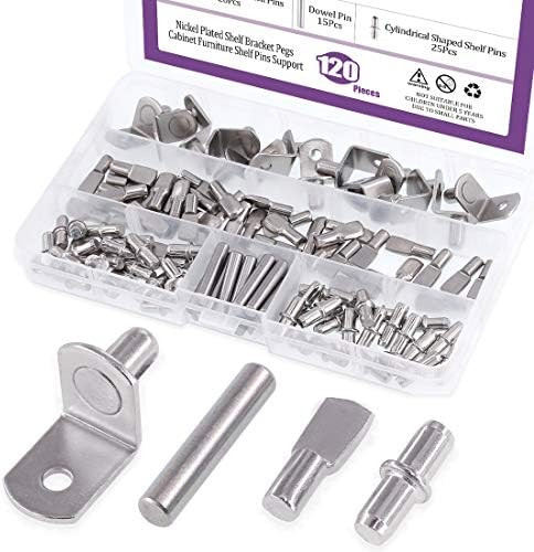 Swpeet 120Pcs 4 Styles Shelf Pins Kit, Top Quality Nickel Plated Shelf Bracket Pegs Cabinet Furni... | Amazon (US)