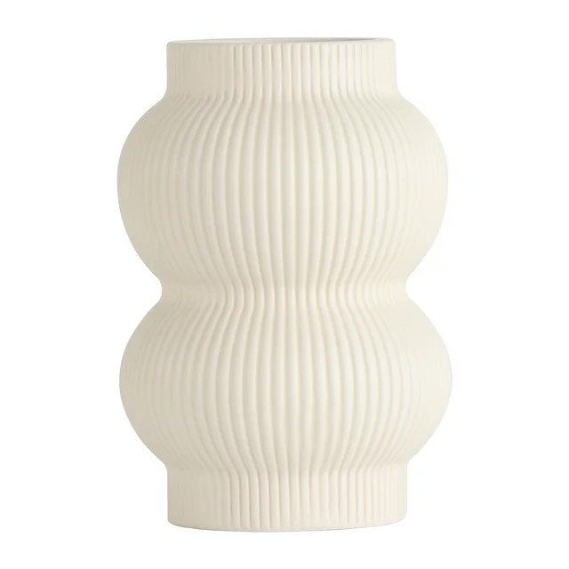 Home Decor Collection Cream Colored Ribbed Bubble Design Ceramic 7.09" Tabletop Vase | Walmart (US)