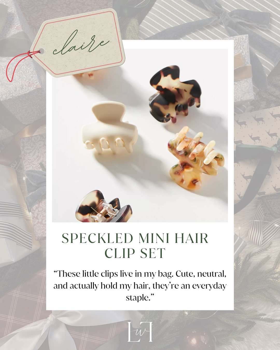 What we’d bring to a Christmas favorite things party: a chic everyday essential you’ll actually use. These mini hair clips are perfect for quick half-up styles, travel days, or tossing in your bag, and the neutral speckled design works effortlessly with any outfit.

Life with Loverly, mini hair clips, everyday hair accessories, neutral hair accessories, giftable beauty finds 

 #LTKHoliday #LTKFindsUnder50 #LTKBeauty