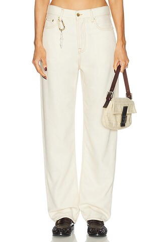 DARKPARK Gale Relaxed Straight Leg Jeans in Ecru - Cream. Size 29 (also in 30). | FWRD 
