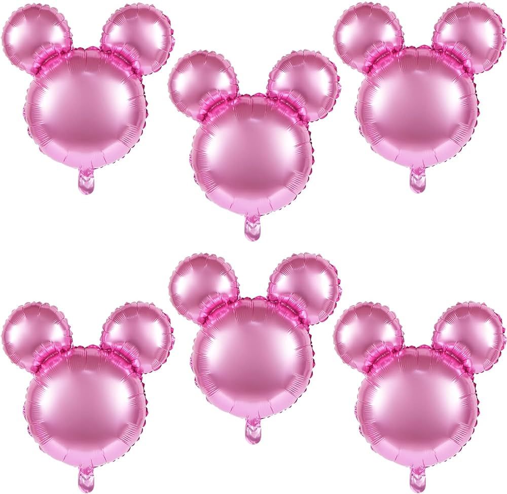 6 Pcs Mouse Head Balloons, 24'' Mouse Mylar Balloon Jumbo Mouse Head Aluminum Foil Balloons for B... | Amazon (US)