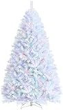 CHEFJOY Artificial Christmas Tree, White Christmas Tree with Iridescent Branch Tips, Sturdy Metal St | Amazon (US)
