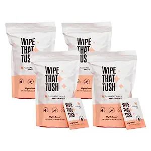 MightyGood. Wipe That Tush On-The-Go Flushable Wet Wipes - 4 Pack, 120 Wipes - Individually Wrapp... | Amazon (US)