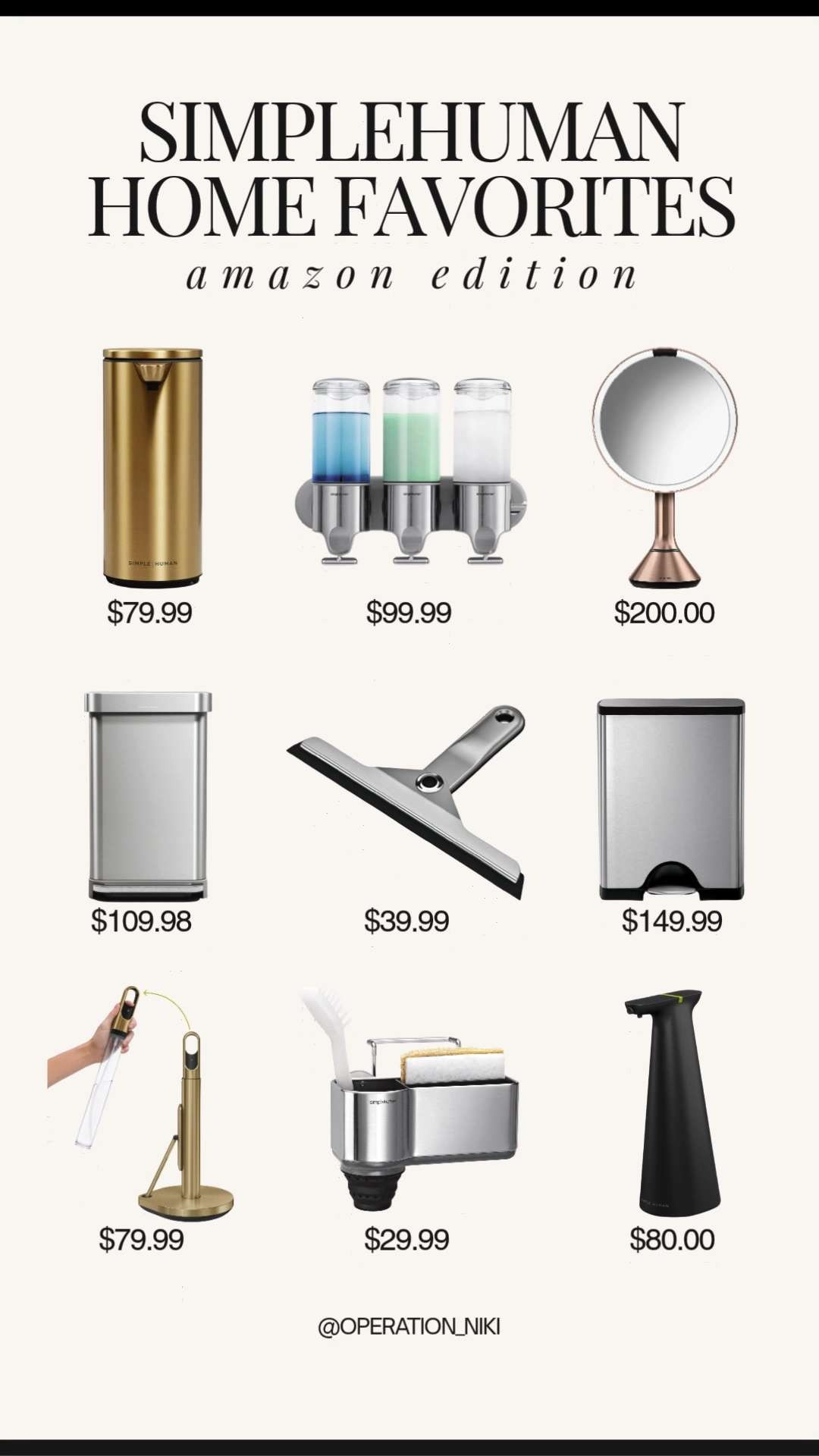 Upgrading your home with sleek, functional gadgets is the best way to streamline your daily routine. When your space is beautifully organized and every tool serves a purpose, maintaining a clean aesthetic becomes entirely effortless. ✨

These premium essentials are perfect for a modern home reset. From touchless sensor soap pumps and wall-mount shower dispensers to sleek step trash cans, vanity mirrors, and sink caddies, this lineup brings ultimate convenience to your kitchen and bathroom.

Shop this entire Simplehuman collection linked below! 🛒

Follow for more @OPERATION_NIKI on IG, TikTok, & Facebook

#AmazonFinds #Simplehuman #HomeReset #OperationNiki #CleanHome #OrganizedHome #AmazonHome #KitchenOrganization #BathroomDecor #DailyRoutine 

 #LTKHome