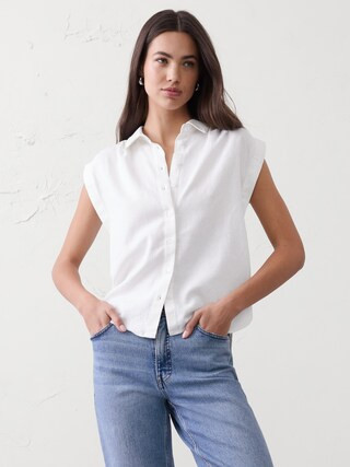 Linen-Blend Pleated Shirt | Banana Republic Factory