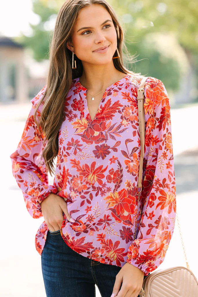 Skies are Blue: Walk On By Lavender Purple Floral Blouse | The Mint Julep Boutique