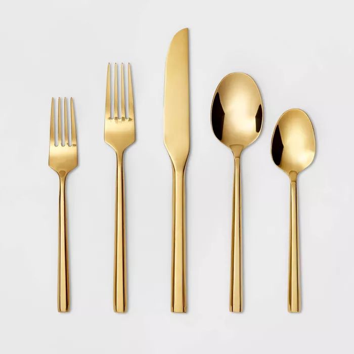 5pc Stainless Steel Izon Mirror Flatware Set Gold - Project 62&#8482; | Target