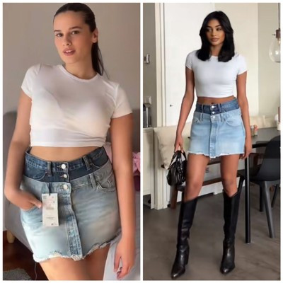 ZARA VIRAL TRF DENIM MINI SKIRT DOUBLE WAIST NWT S L XL  | eBay | eBay US