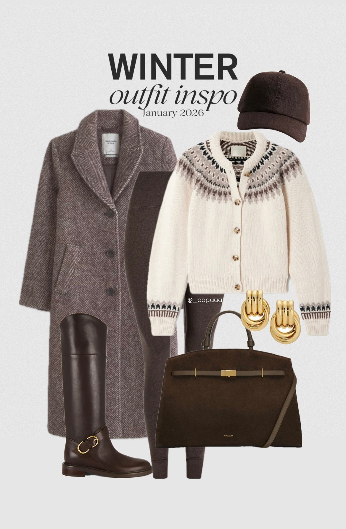 Capsule wardrobe, workwear, office outfit, countryside look, fair isle cardigan sweater, Abercrombie wool coat, brown baseball cap, leather knee high boots, brown leggings, gold earrings, what to wearr

#LTKFindsUnder100 #LTKFindsUnder50 #LTKWorkwear
