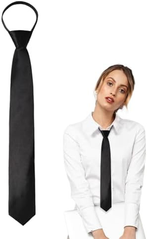 Womens Tie, Pre Tied Black/Red Ties for Women Adjustable Zipper Womens Necktie | Amazon (US)