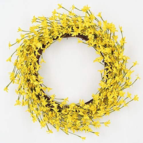 Lvydec Artificial Forsythia Flower Wreath - 16" Yellow Flower Door Wreath Fake Flower Spring / Su... | Amazon (US)