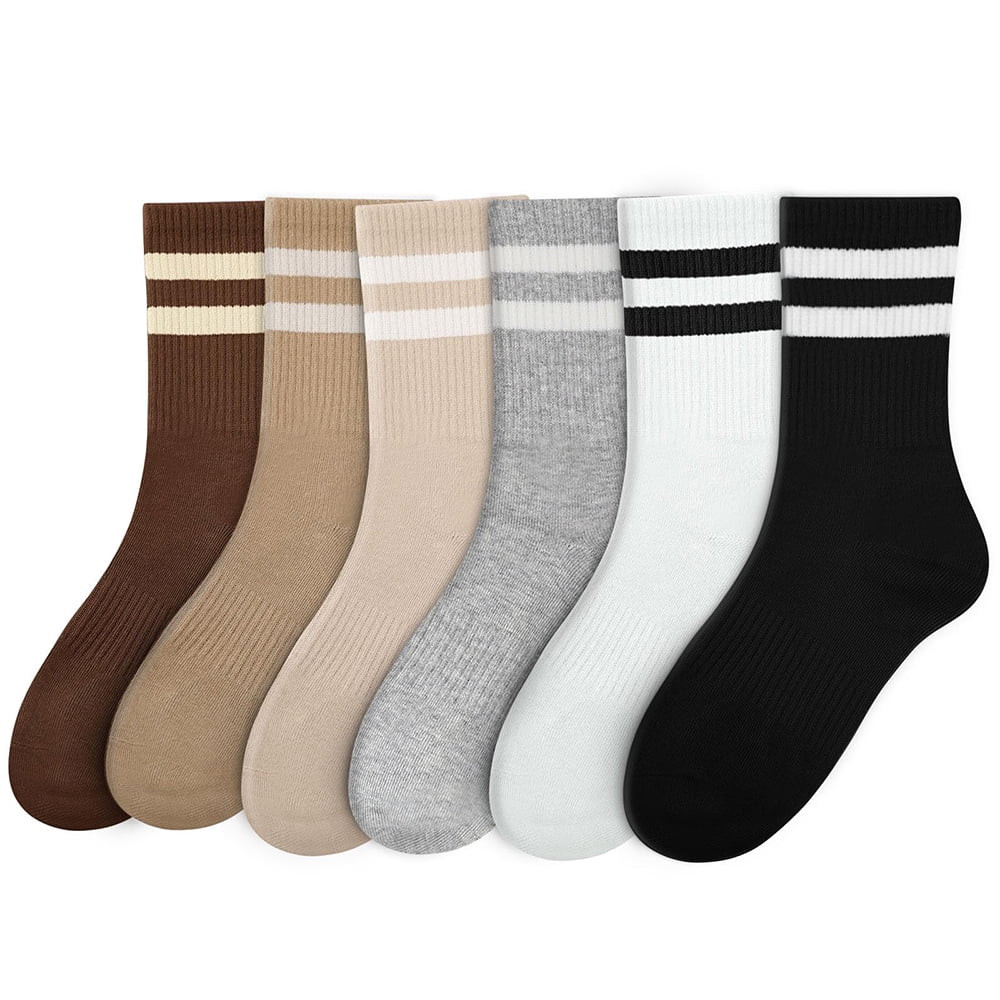 Women's Colorful Crew Socks: Striped Retro Cotton Athletic for Sports Size 6-11 | Walmart (US)