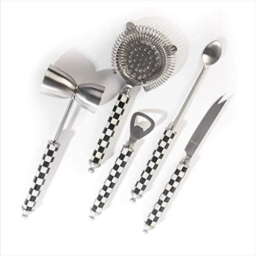 MacKenzie-Childs Courtly Check Bartender Kit with Strainer, Stirrer, Jigger, Bottle Opener, and K... | Amazon (US)
