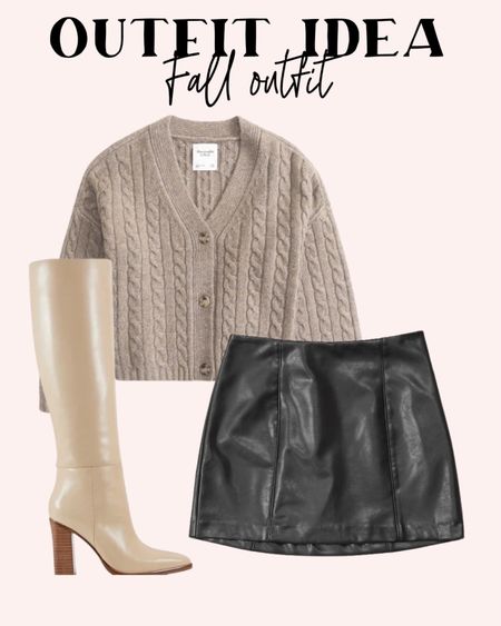 Faux leather skirt size xs, cable sweater, fall outfit knee boots code doubledose20 

#LTKfindsunder50 #LTKshoecrush #LTKfindsunder100