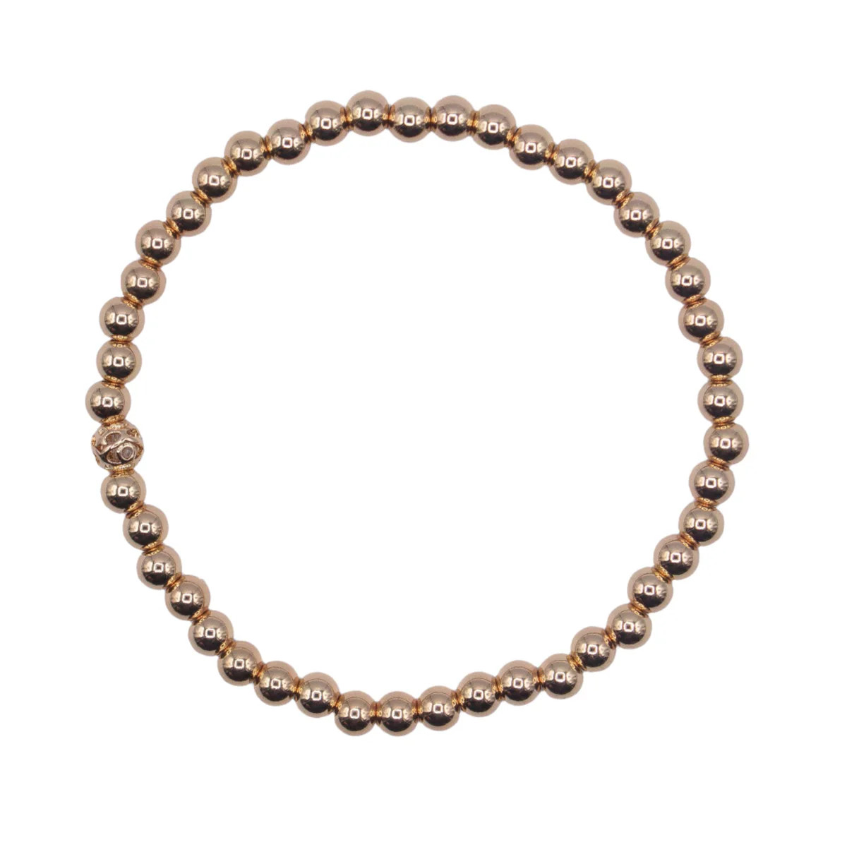 4mm 14k Yellow Gold Filled Smooth Beaded Bracelet | Sparkl