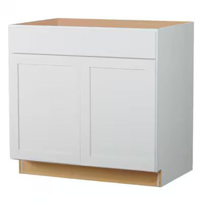 Diamond NOW  Arcadia 36-in W x 35-in H x 23.75-in D White Laminate Door and Drawer Base Fully As... | Lowe's