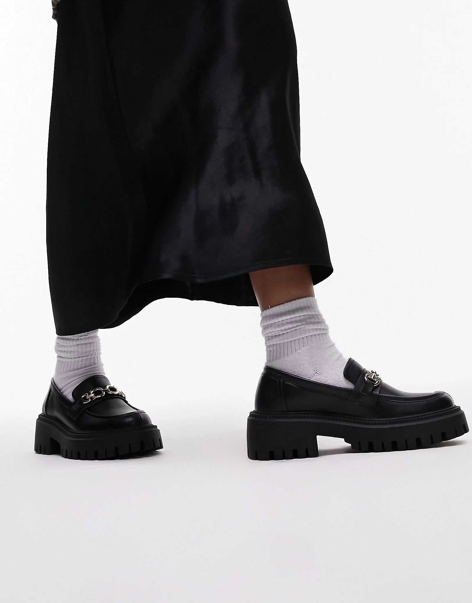Topshop Connor chunky loafer with gold trim in black | ASOS | ASOS (Global)