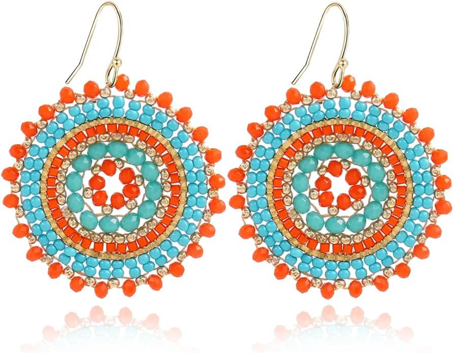 Colorful Summer Beaded Earrings For Women Crystals Glass Bead Dangle Drop Bohemia Earrings Statem... | Amazon (US)
