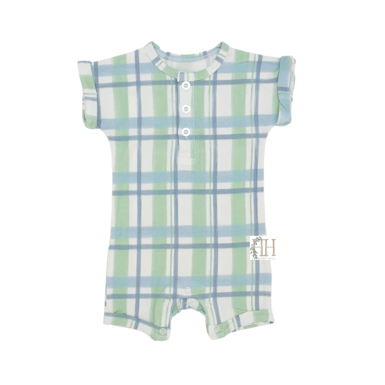 Lakeside Boys Plaid Button Romper | Hamner Hill