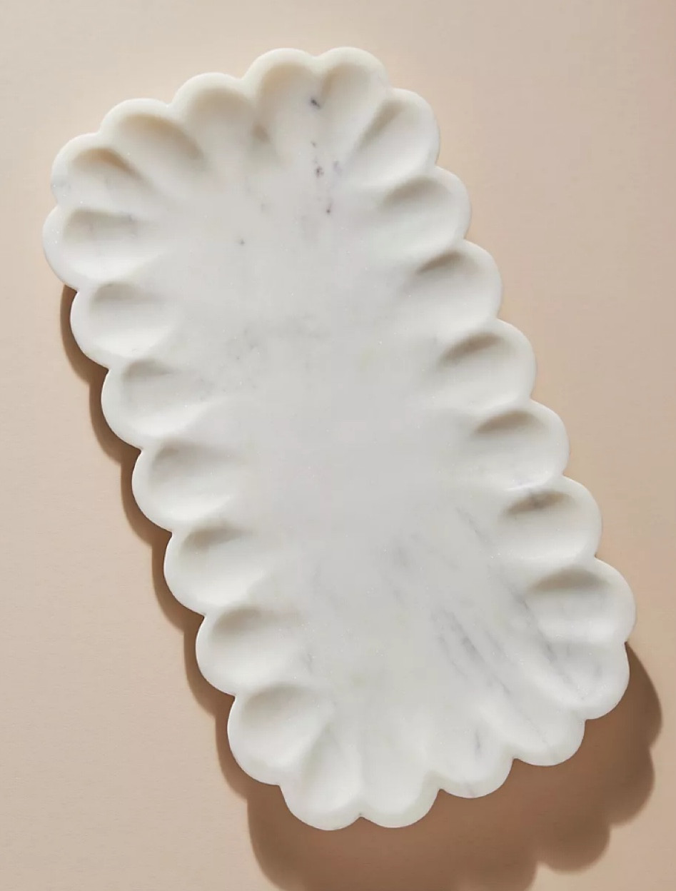 Fab marble catch-all  for your keys or coins. Entryway style. Home style. CB2 inspired scalloped marble tray. Nightstand  

#LTKGiftGuide #LTKfindsunder50