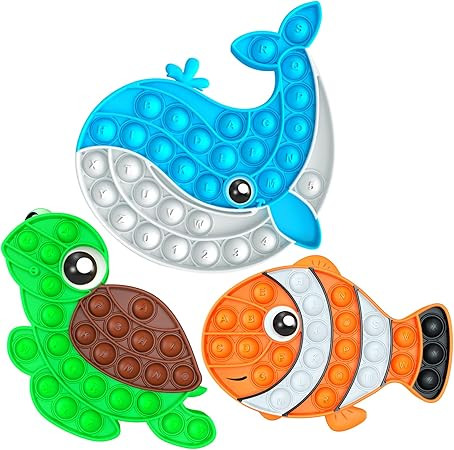 3 Pack Sensory Fidget Poppers Push Bubble Toy, Silicone Squeeze Autism Anxiety Stress Relief Educ... | Amazon (US)