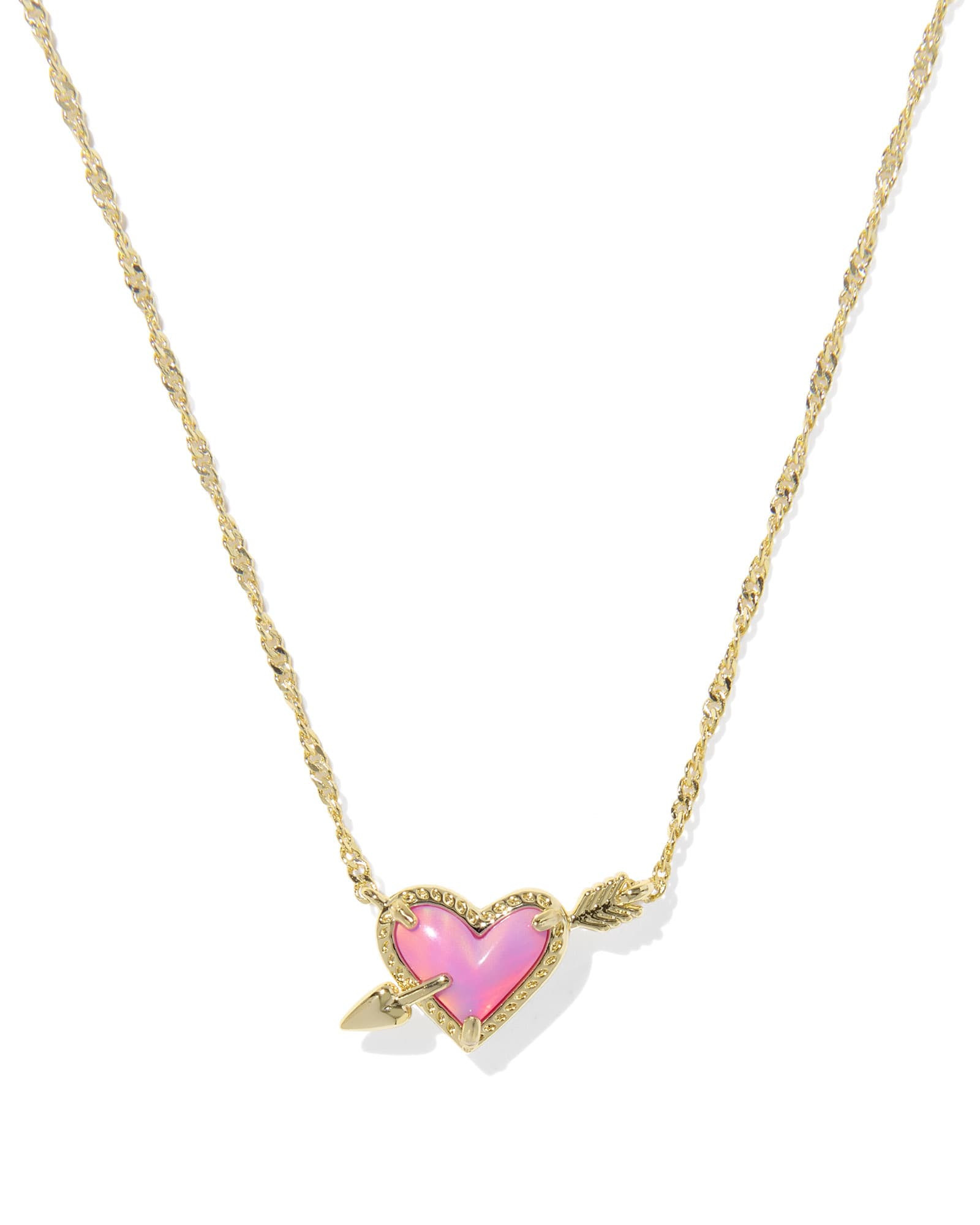 Kendra Scott Ari Heart Arrow Gold Short Pendant Necklace | Opalescent Resin | Kendra Scott