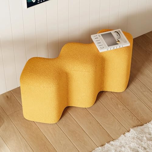 LOVEDIMA Modern Yellow Entryway Bench Boucle Upholstered Ottoman End of Bed Bench | Amazon (US)