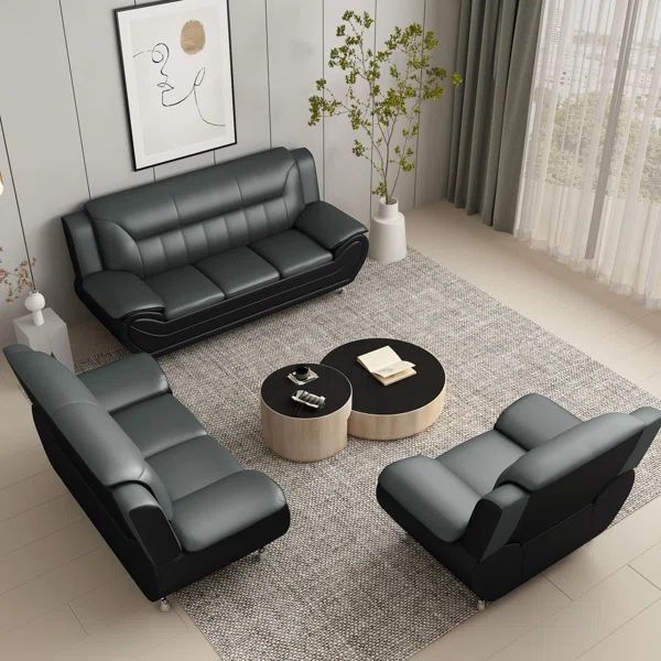 Quadree 3 - Piece Vegan Leather Living Room Set | Wayfair North America
