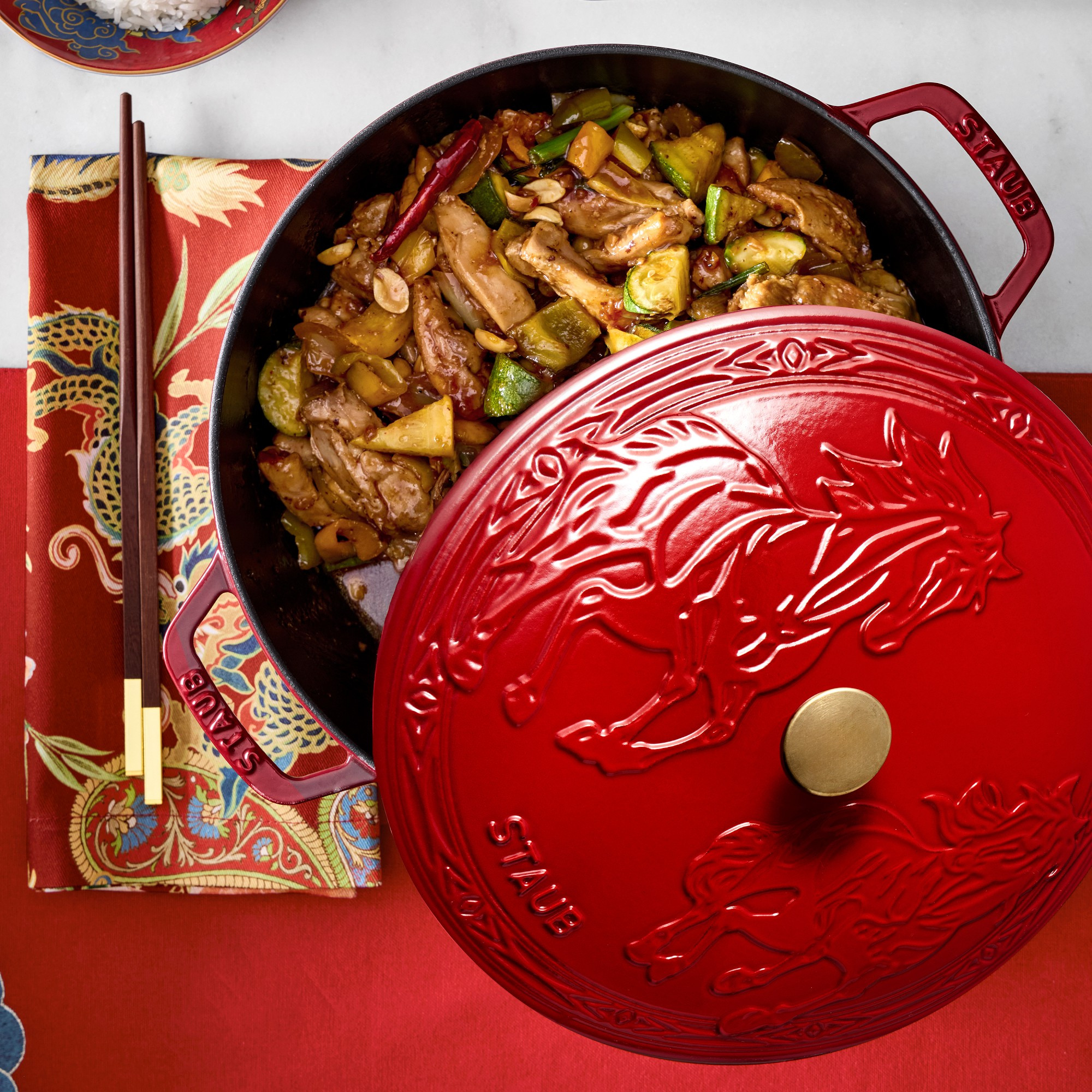 Staub Enameled Cast Iron Essential French Oven with Horse Lid, 5-Qt. | Williams-Sonoma