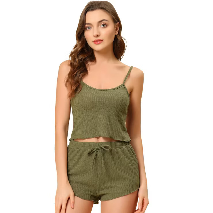 cheibear Women's Pajama Sleeveless Crop Tank Tops and Shorts Strtechy 2pcs Lounge Set | Target