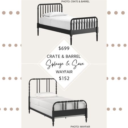 🚨New Find🚨 The Crate and Barrel Jenny Lind Spindle Bed is the quintessential stylish kids bed. It features dozens of intricate woodturnings and is based off of the classic Jenny Lind style (give it a Google if you’re unfamiliar with the original style - I loved learning about the history of it).  

After sharing on my Instagram stories that this was my dream bed for my toddler, I got so many DMs from people that felt the same way — so I decided to find it.

I found minimalist spindle beds at Wayfair and Target.  They all feature a streamlined profile, delicate spindles, and come in a variety of colours.  We ended up purchasing the Wayfair Twin Panel Bed by Kingstown Home, so keep an eye on my Instagram because I’ll be sharing it on my stories when I get it.

#bed #bedroom #newbed #crateandbarrel #queen #king #twin #double #target #lookforless. #wayfair Crate and Barrel dupes. Looks for less. Copycat. Crate and Barrel bedroom. Affordable beds. Modern traditional. Transitional home decor. Modern traditional bedroom. Transitional bedroom. Target finds. #targetfinds. Crate and Barrel Jenny Lind Spindle Bed dupe. Crate and Barrel Jenny Lind Spindle Bed. #jennylind 

#LTKkids #LTKhome #LTKsalealert