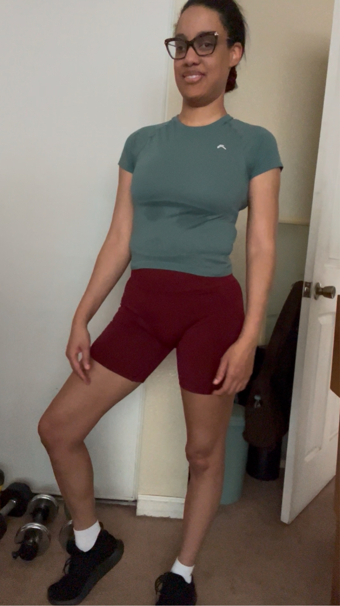 Go to seamless fitted mid iced green top in medium and rosewood effortless seamless shorts in medium 
@oneractive best achieve wear .

#LTKU #LTKFitness #LTKActive