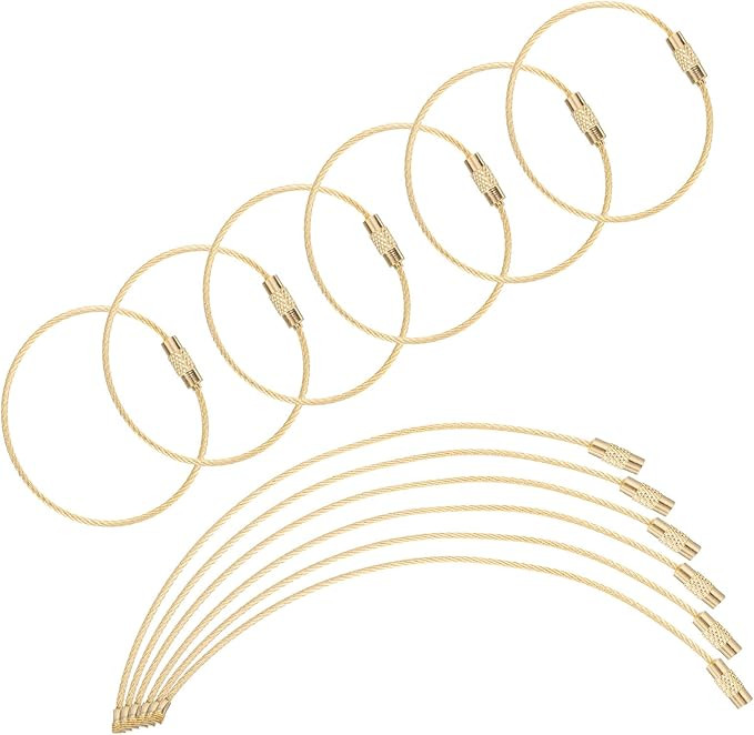 uxcell Wire Keychain Cable, Coated Stainless Steel Luggage Tag Loops Metal Wire Cable Key Ring Lo... | Amazon (US)