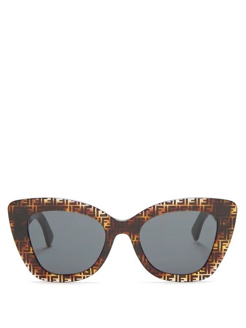 Fendi - Ff Cat-eye Acetate Sunglasses - Womens - Brown Multi | Matches (US)