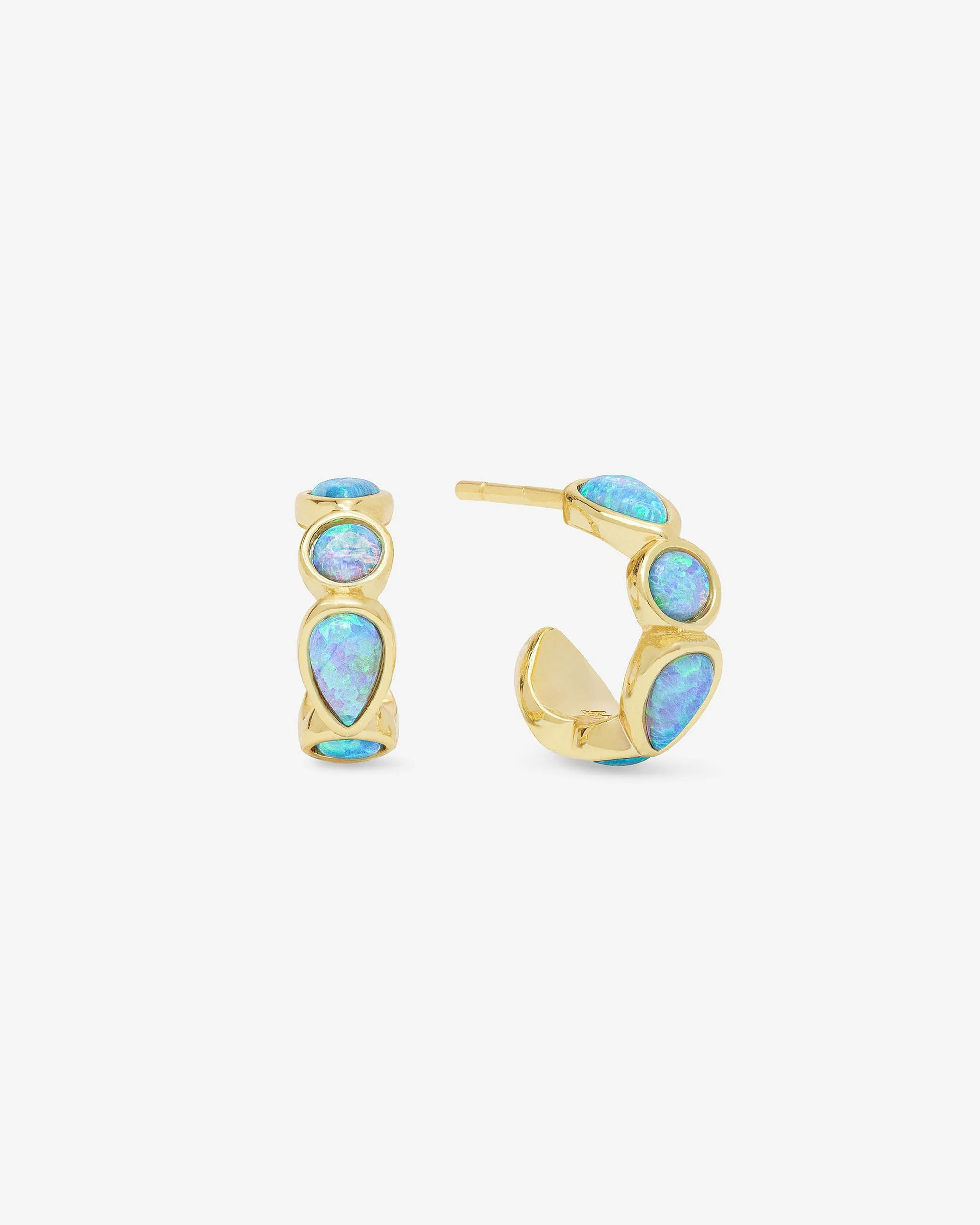 Isla Huggies - Gold|Blue Opal | Melinda Maria Jewelry