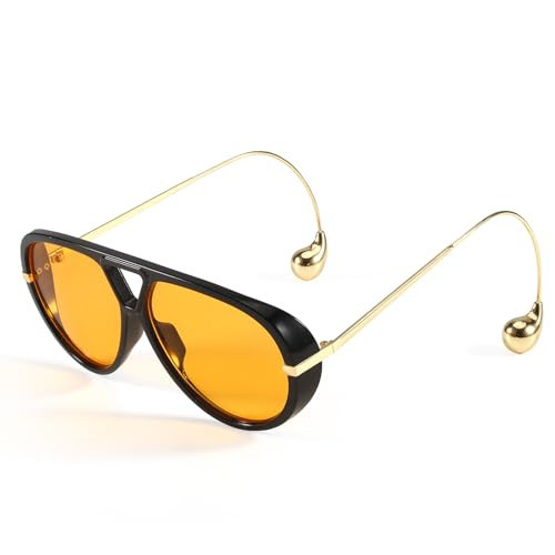 SODQW Oversized Aviator Sunglasses for Women With Earring Trendy Large Big 2025 Designer Shades Adjustable Temples | Amazon (US)