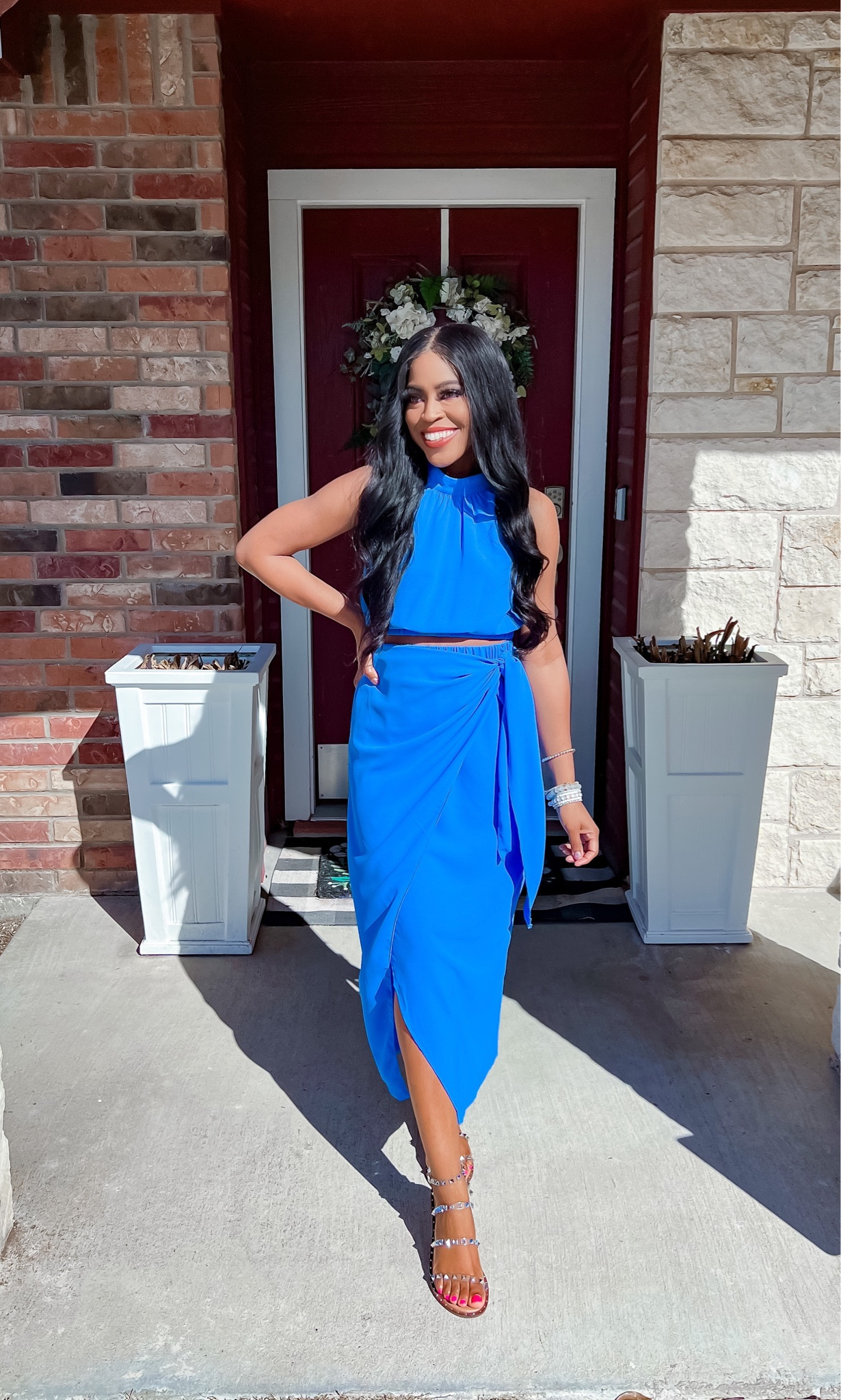 Set: I am 5’4” wearing a small, top has a keyhole with a button in the back, elastic waistband on the skirt and elastic band on the bottom of the top. •Sandals: I went with my normal size. 

#LTKsalealert #LTKSeasonal #LTKstyletip