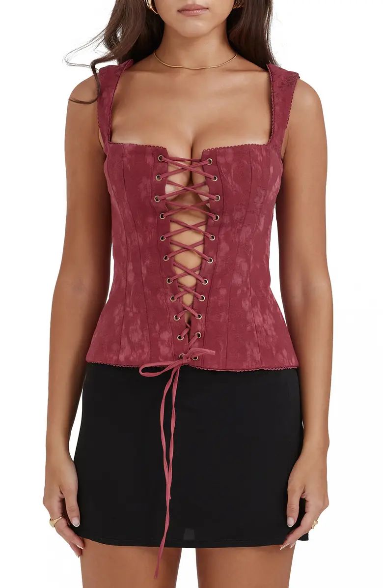 HOUSE OF CB Parisa Lace-Up Corset Top | Nordstrom | Nordstrom