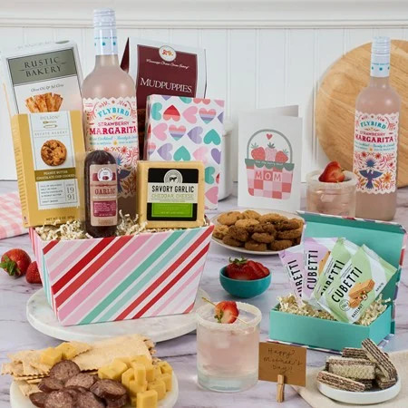 Classic Pink Wine Gift Basket | GourmetGiftBaskets.com