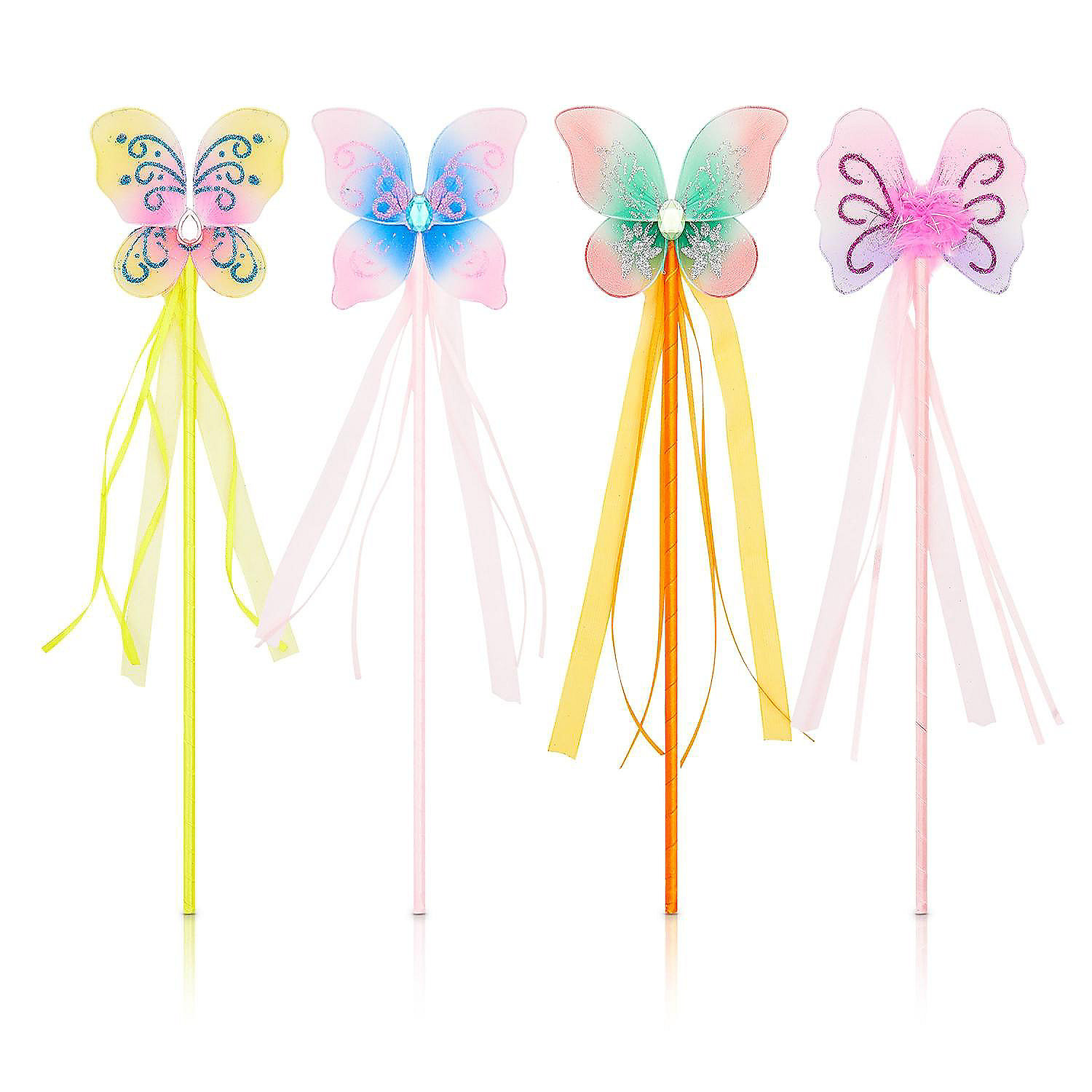 12-Pack Butterfly Fairy Princess Wand Ballerina Party Favors Supplies, 4 Colors | Oriental Trading Company