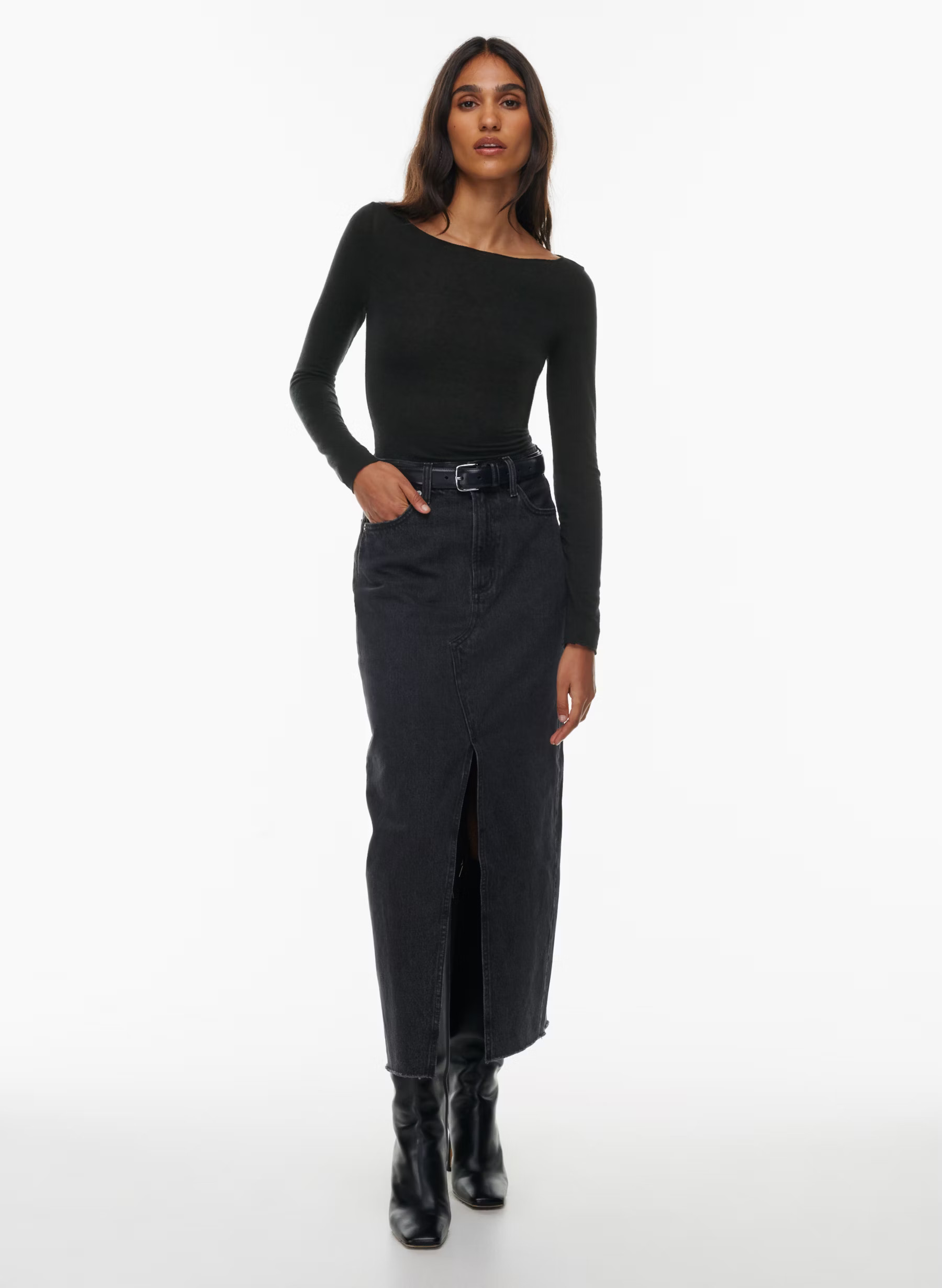 THE '90S VINTAGE MAXI JEAN SKIRT | Aritzia