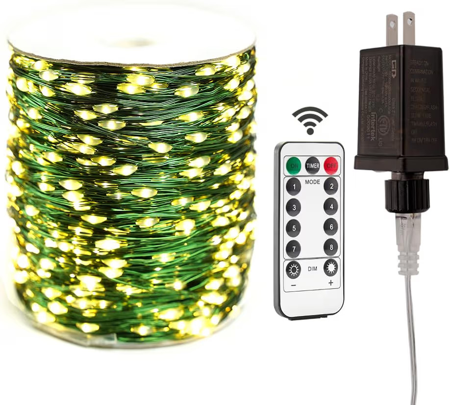 Green Wire Fairy Lights Plug in 100FT High Bright 300 LED Waterproof LED String Lights with Remot... | Amazon (US)