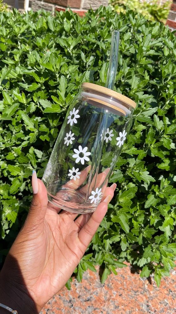 Mini Flowers Beer Glass Can Personalized Glass Can | Etsy | Etsy (US)