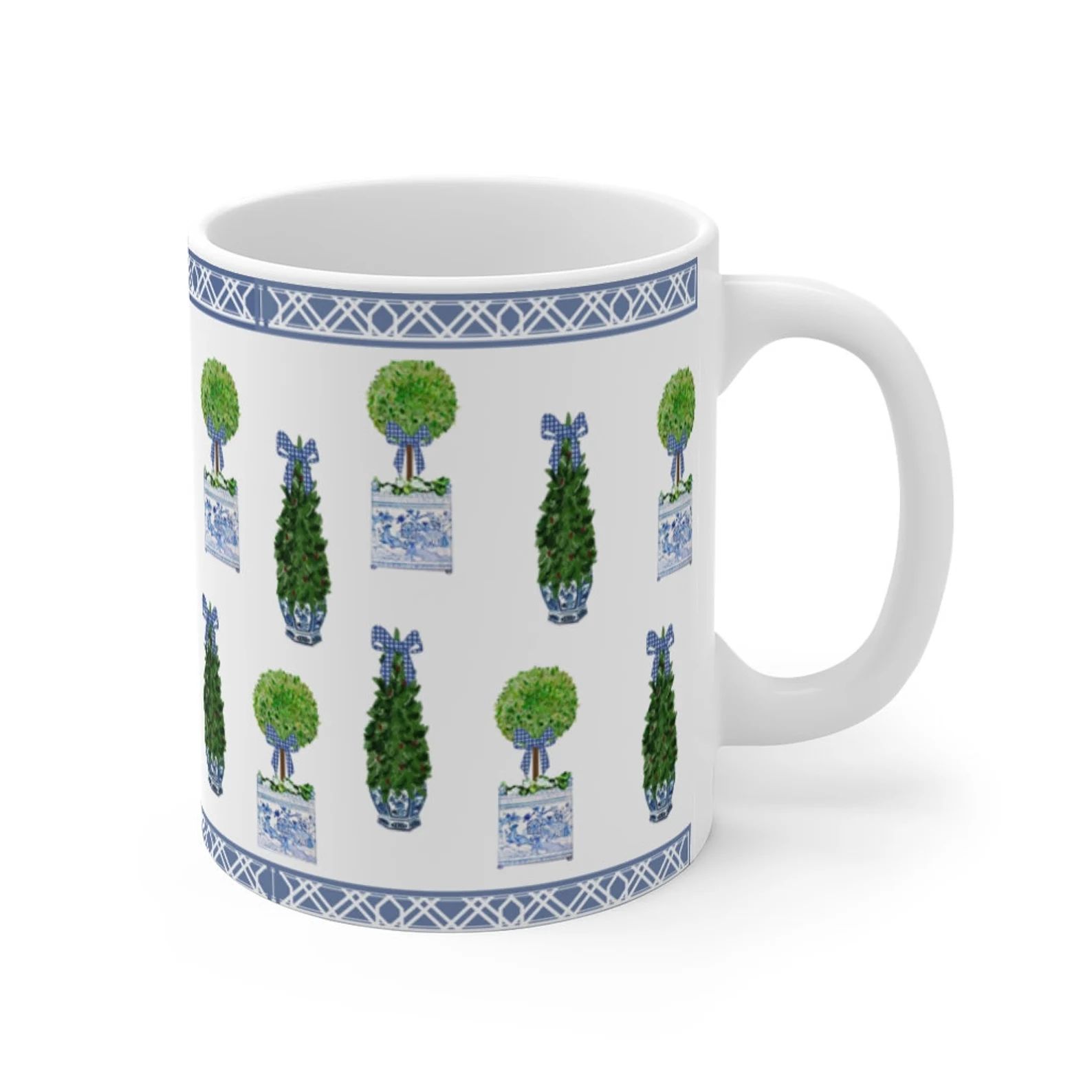 Read the full title
    Topiary Coffee Mug, Chinoiserie Coffee Mug, Blue and White Mug 11oz | Etsy (US)
