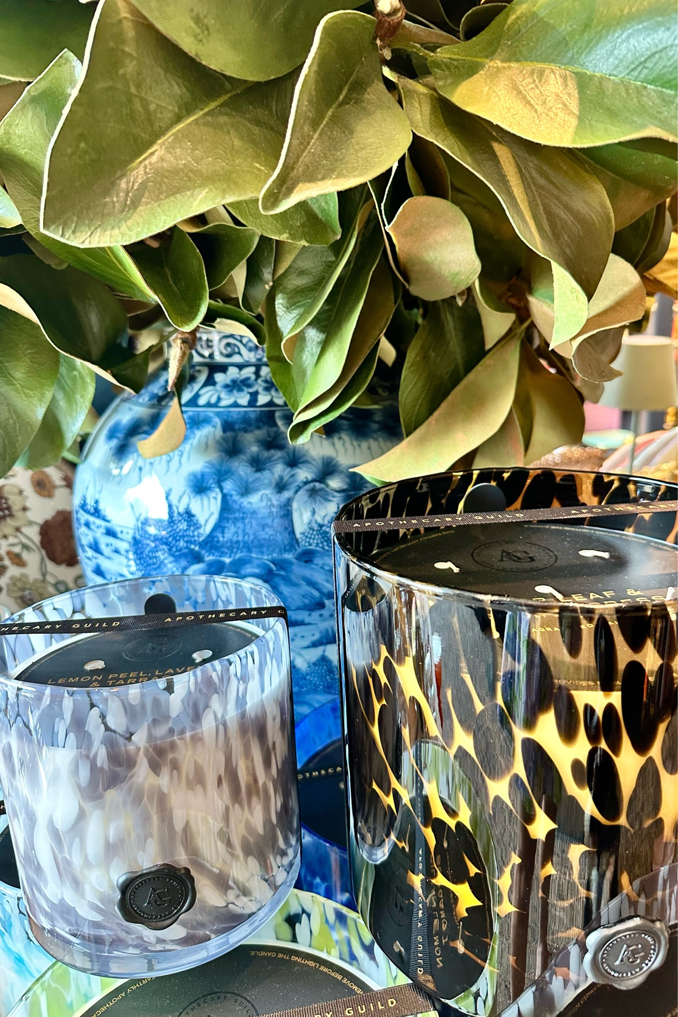 fall decor - tortoise candles from apothecary guild, ginger jars, and magnolia stems

#LTKSeasonal #LTKunder50 #LTKhome